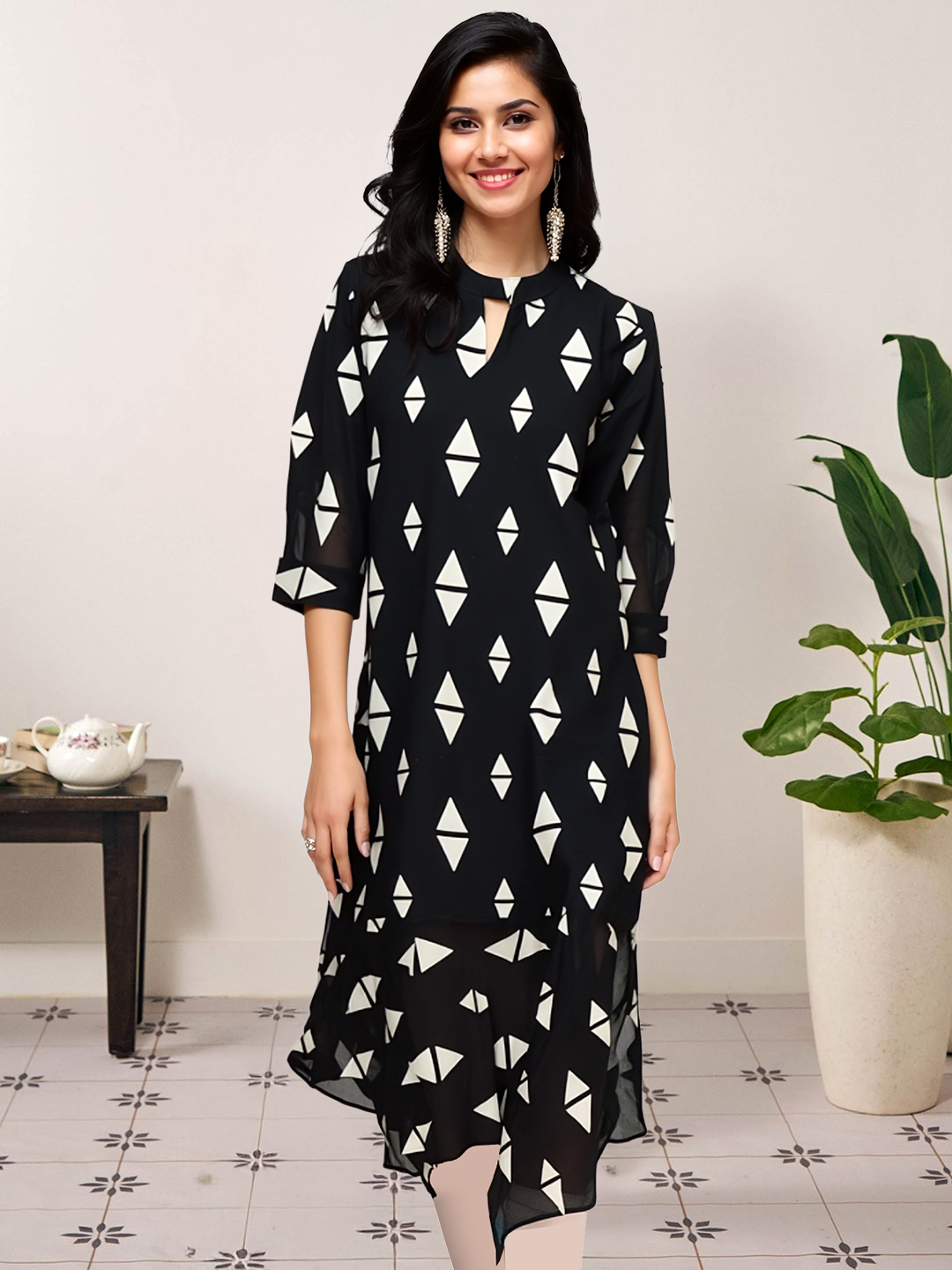 Picture of Sleek and Stylish Keyhole Neckline Kurta